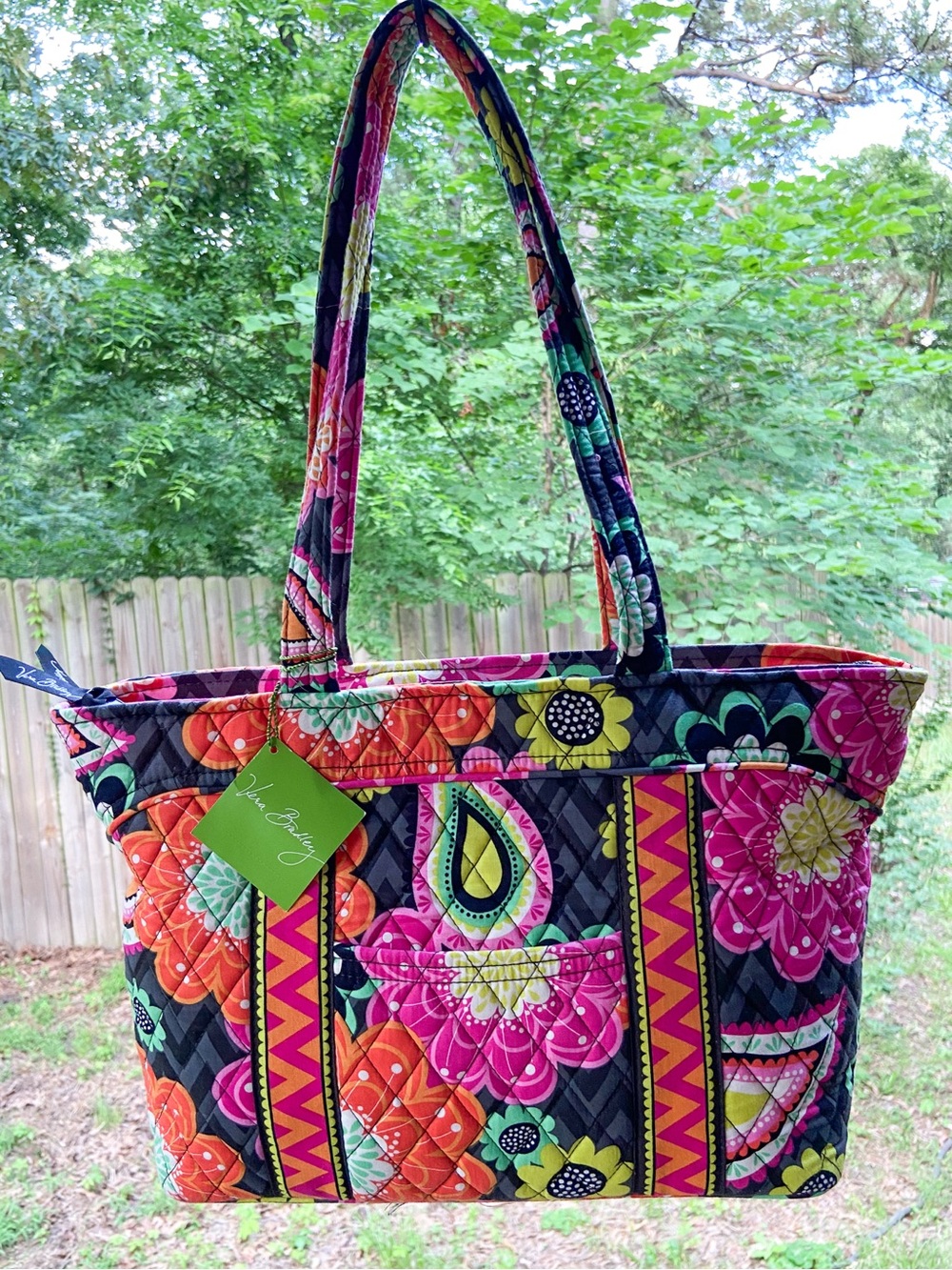 Vera Bradley Quilted Tote Bag in Ziggy Zinnia - Retired Floral Paisley Print NWT